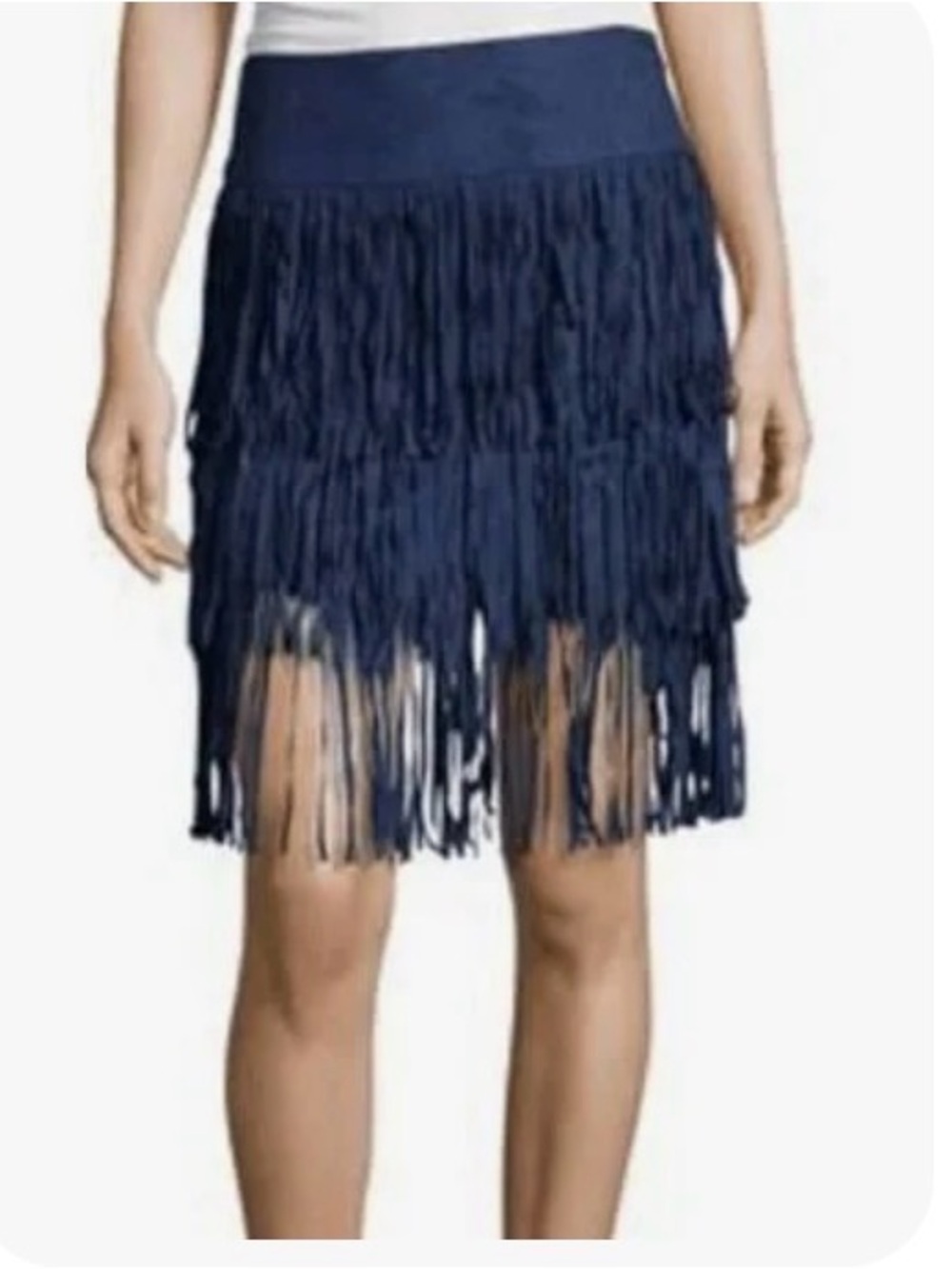 Romeo & Juliet Couture Navy Fringe Mini Skirt